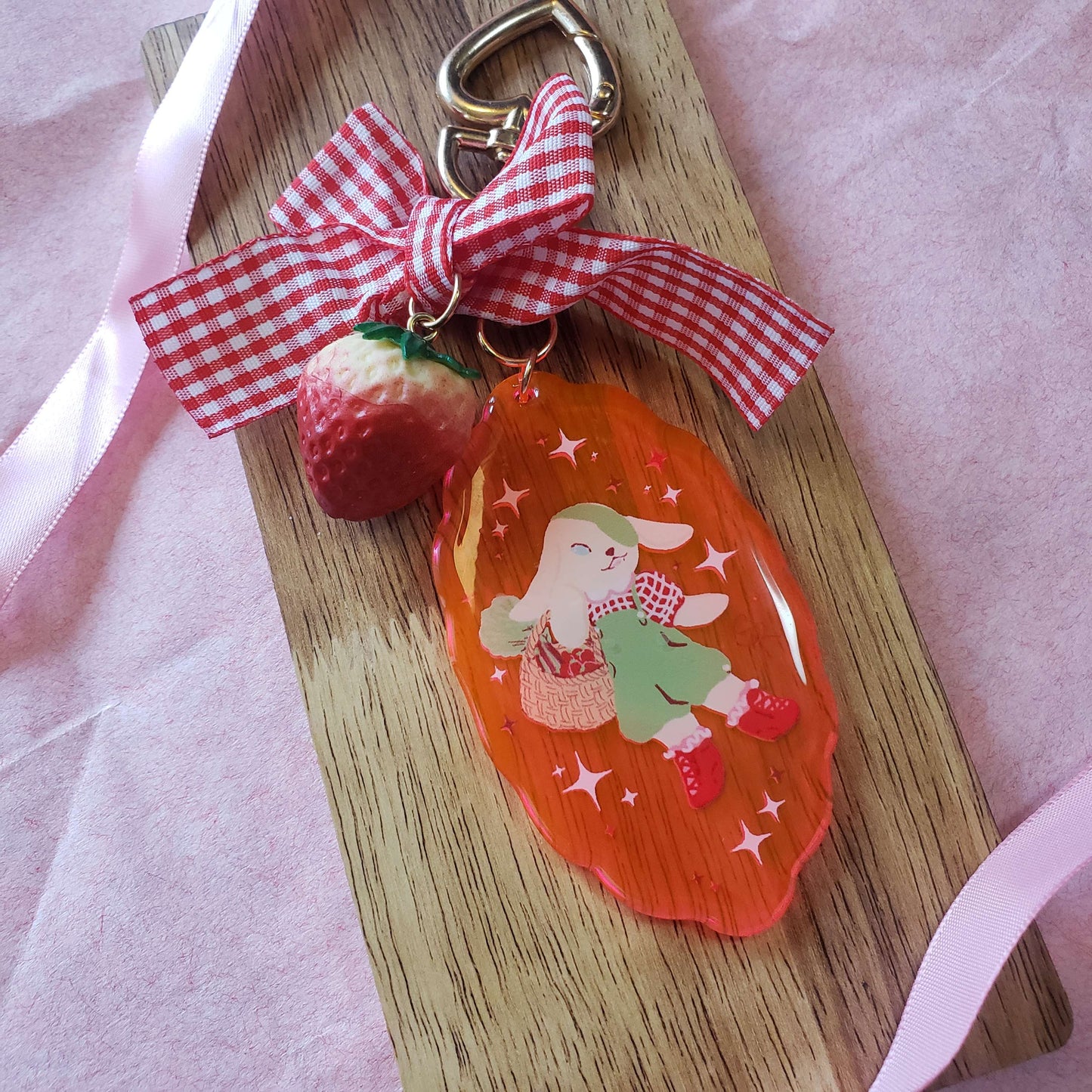 Strawberry Rhubarb Gingham Berry Charm