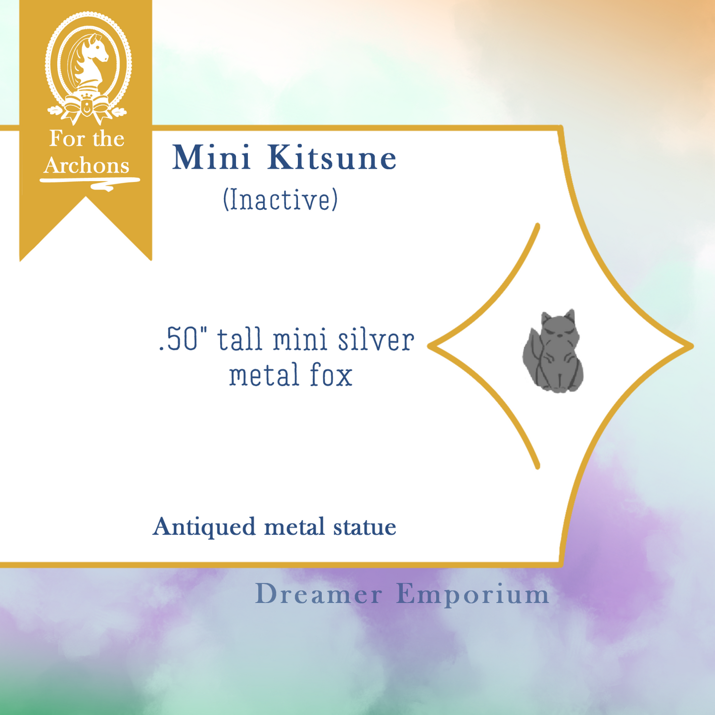 Kitsune Statue Pearl Enamel Pins