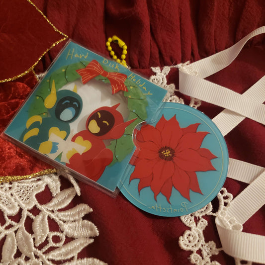 Hard Disk Holiday - Poppy and Poinsettia Record Charm