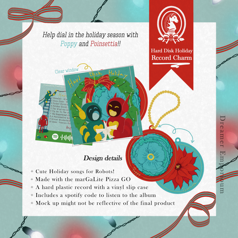 Hard Disk Holiday - Poppy and Poinsettia Record Charm