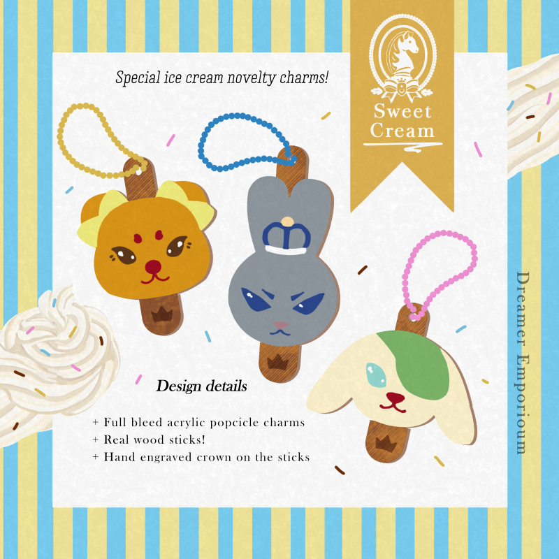 Sweet Cream Mascot Popsicle Charms [Last stock]