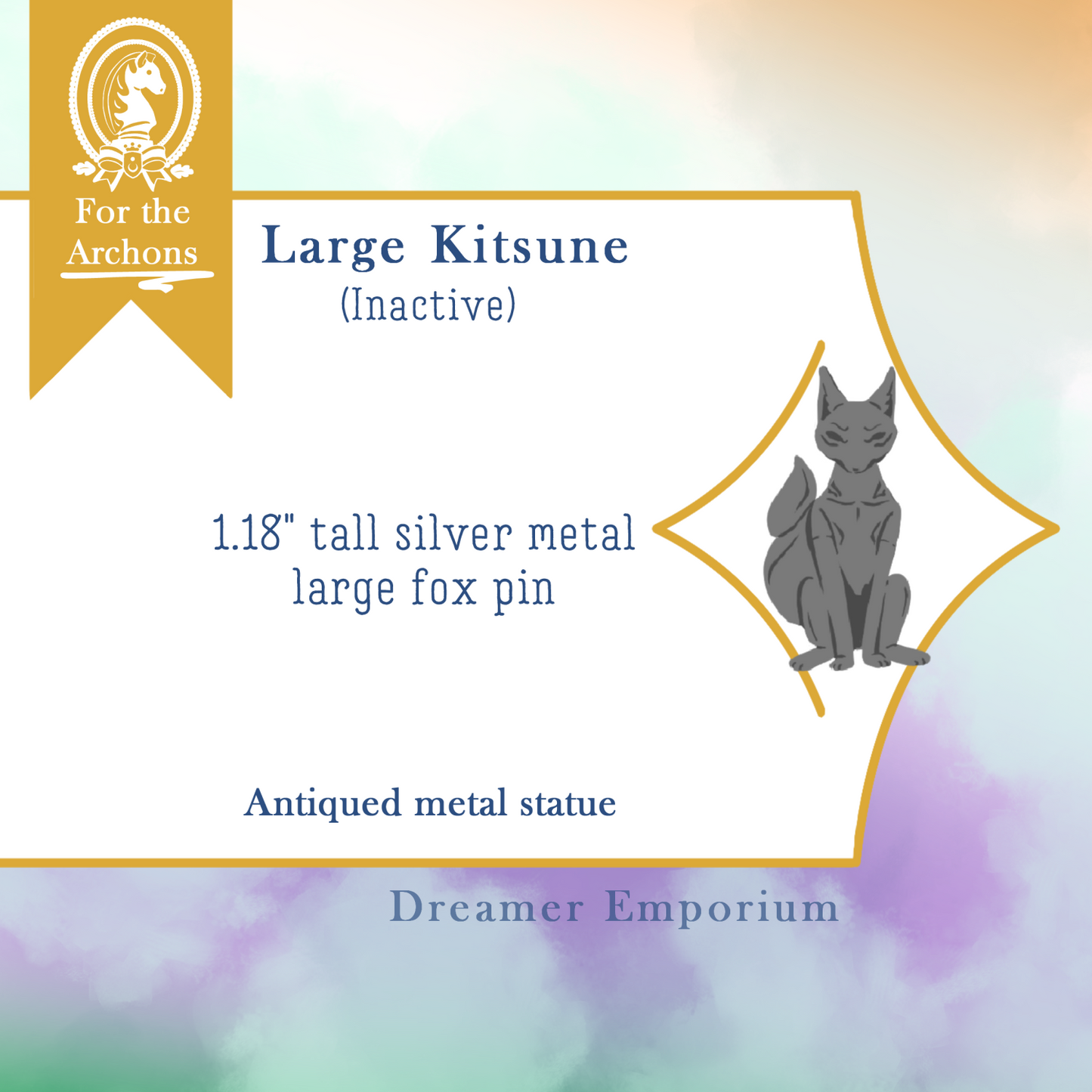 Kitsune Statue Pearl Enamel Pins