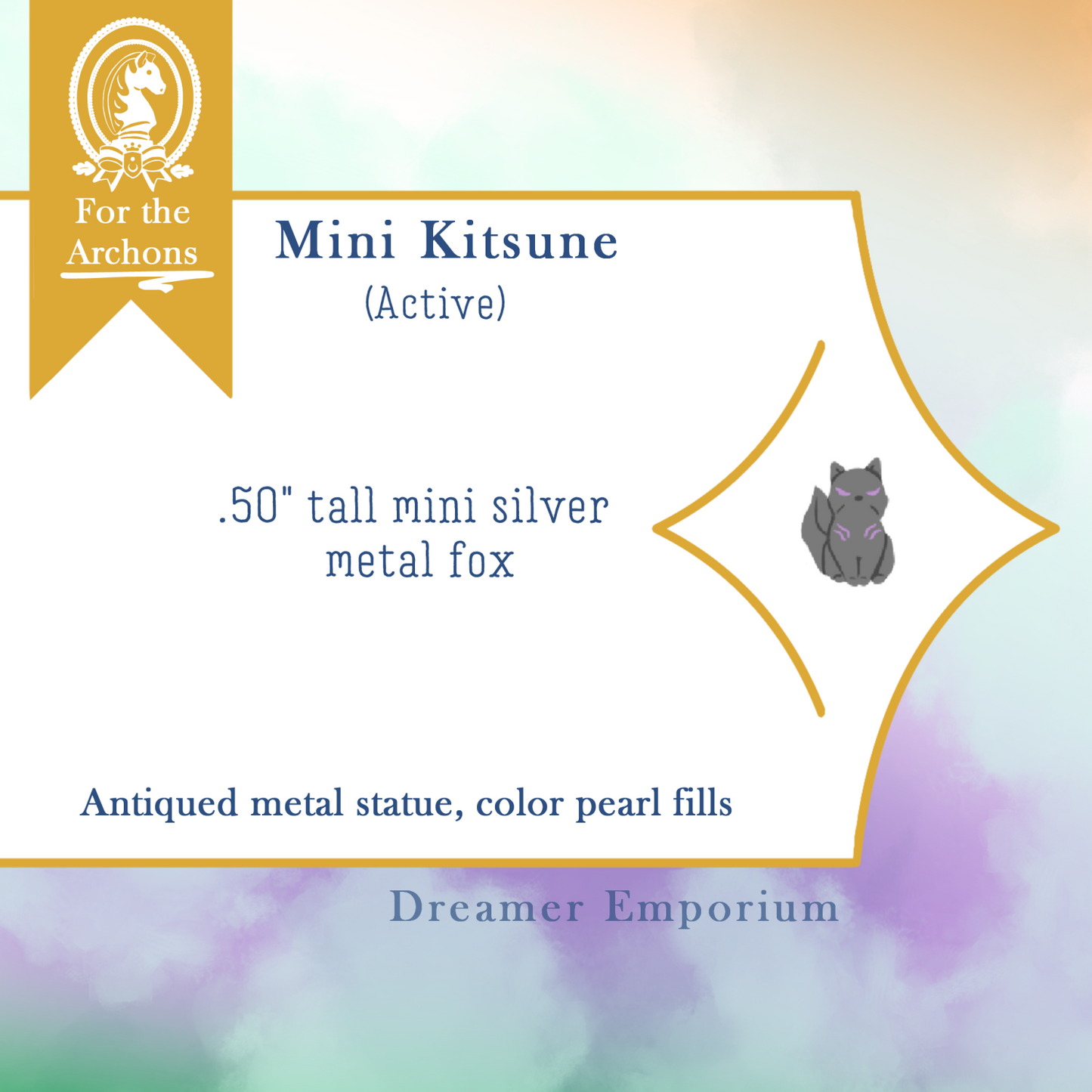 Kitsune Statue Pearl Enamel Pins